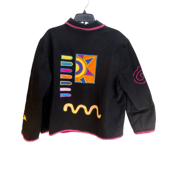 Allure Womens Star Embroidered Button Blazer Size XL Black Long Sleeve Tribal - Picture 4 of 9